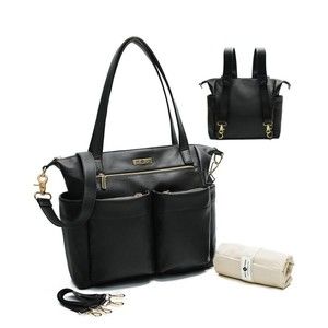 Miss Fong Diaper Bag Black Leather FA17001